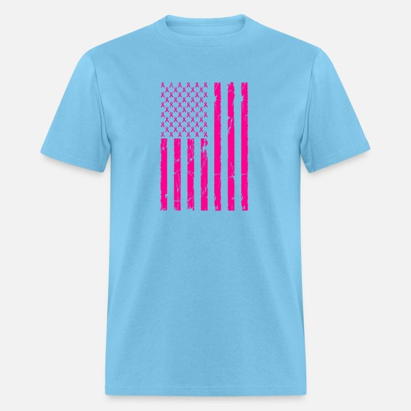 Pink Ribbon Cancer American Flag