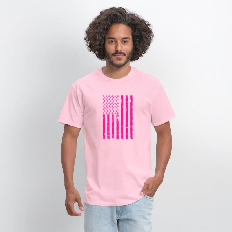 Pink Ribbon Cancer American Flag