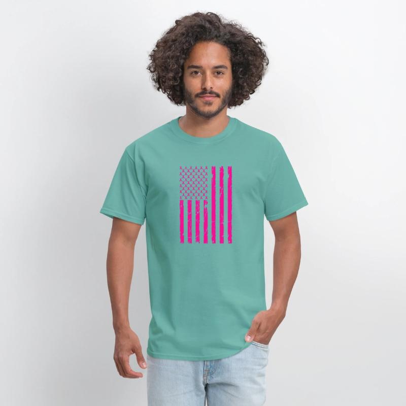 Pink Ribbon Cancer American Flag
