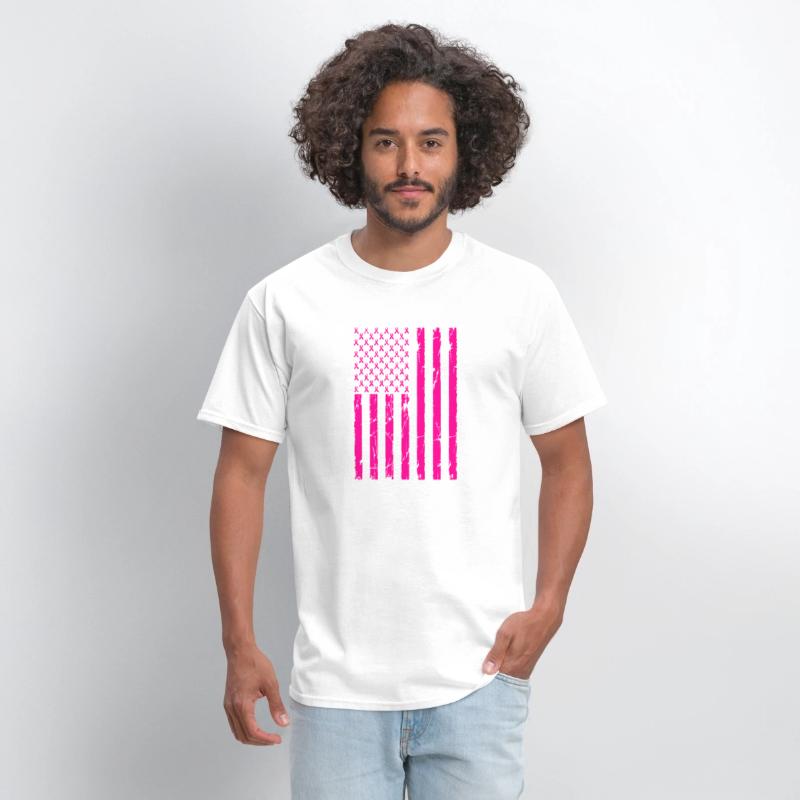 Pink Ribbon Cancer American Flag