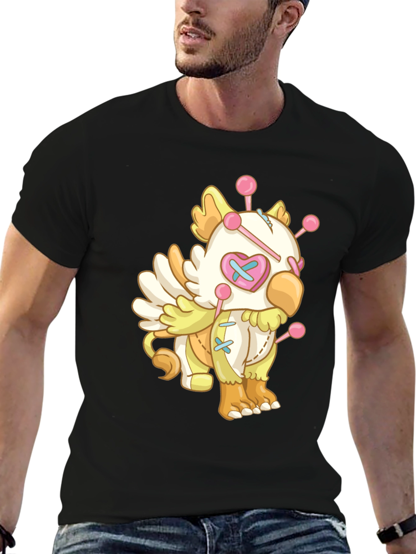 Whimsical Voodoo Doll Graphic Tee - Soft Cotton
