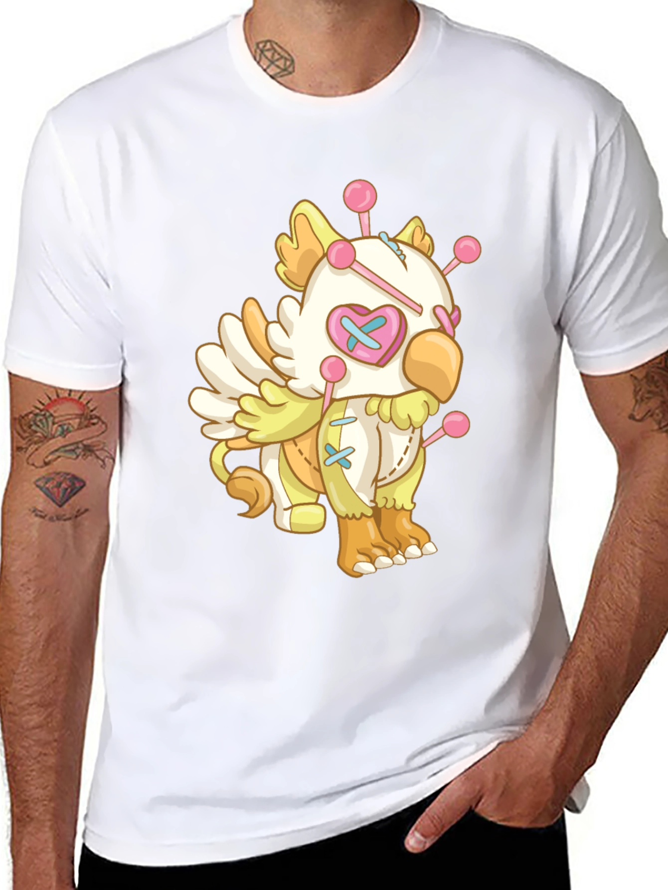 Whimsical Voodoo Doll Graphic Tee - Soft Cotton