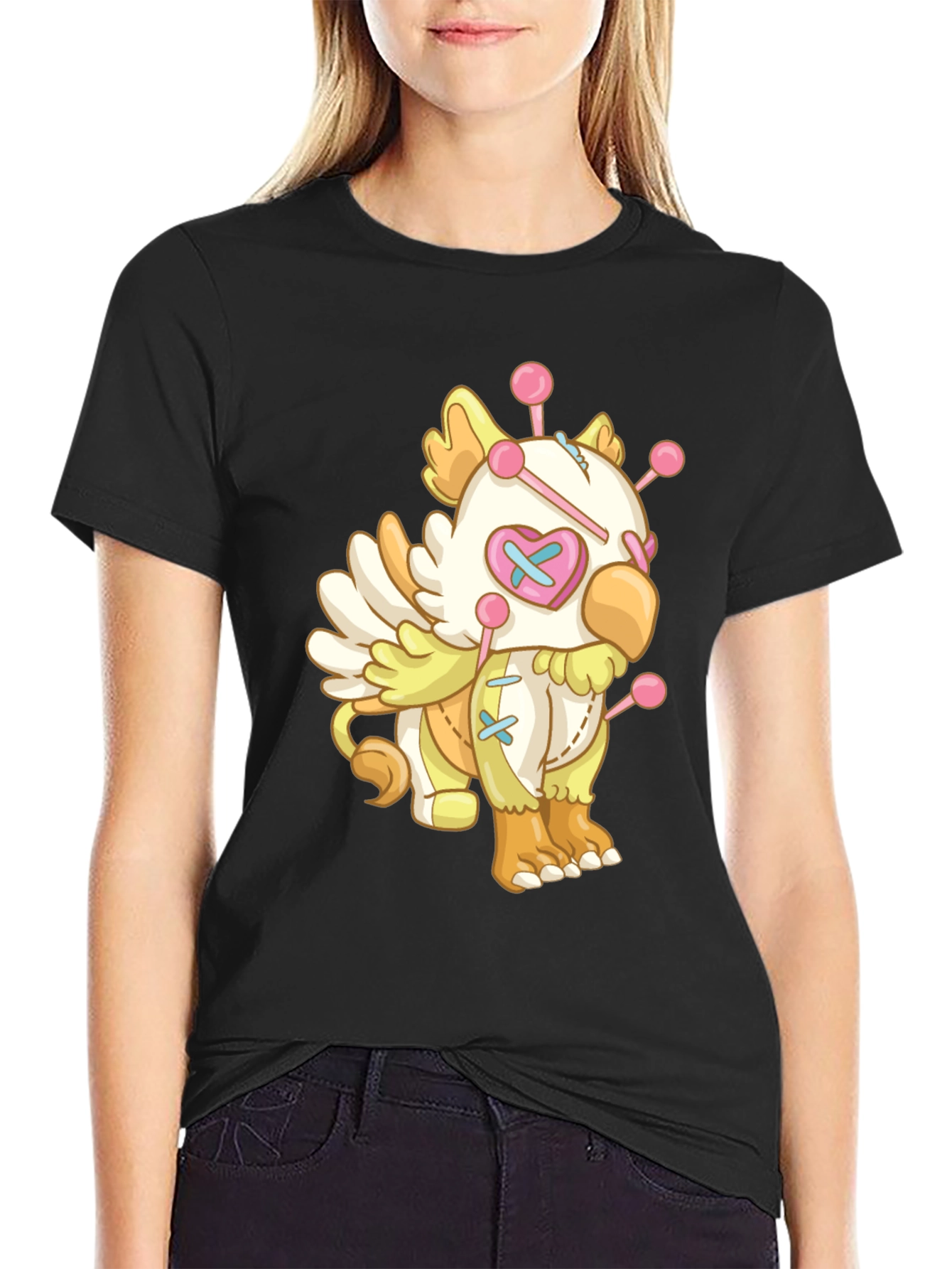 Whimsical Voodoo Doll Graphic Tee - Soft Cotton
