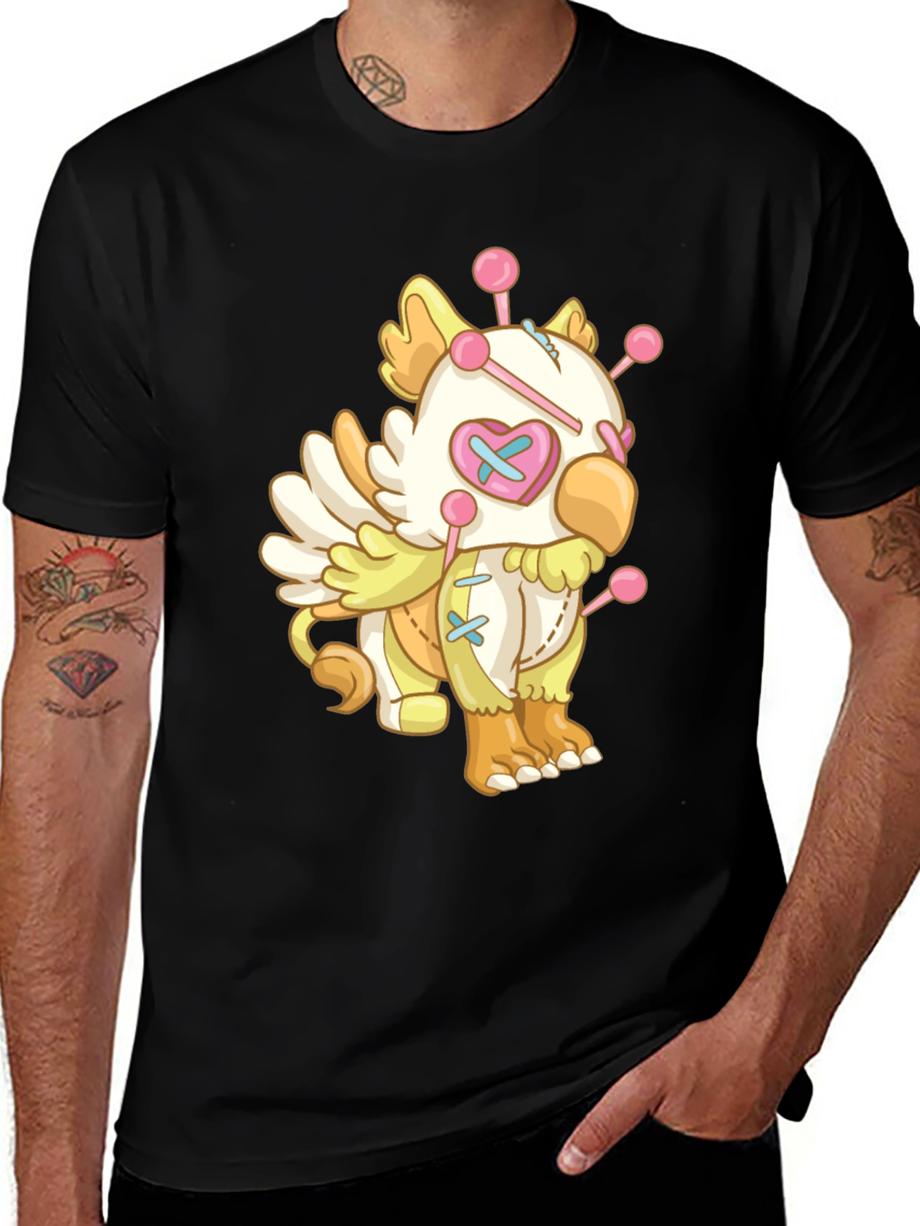 Whimsical Voodoo Doll Graphic Tee - Soft Cotton