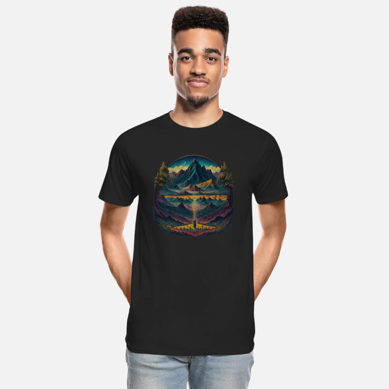 Psychedelic illustration of mountains landscape