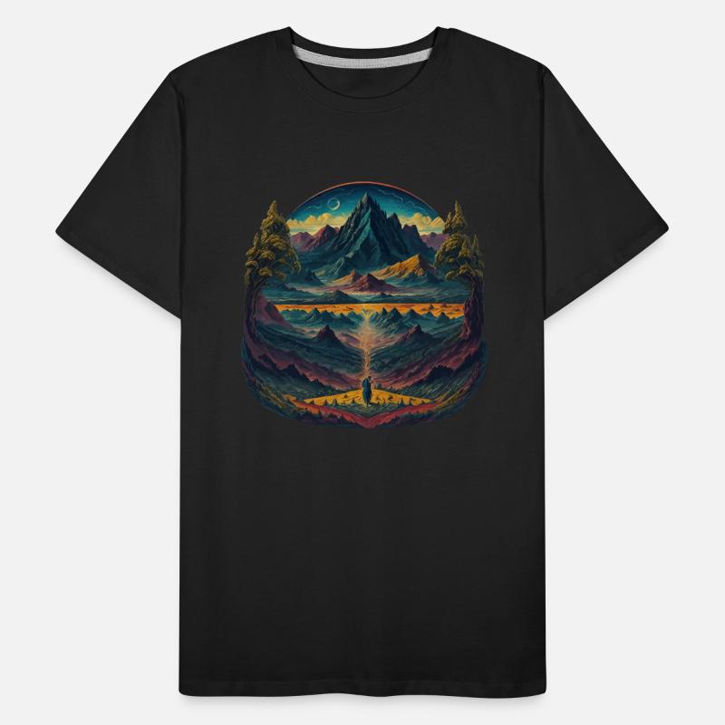 Psychedelic illustration of mountains landscape