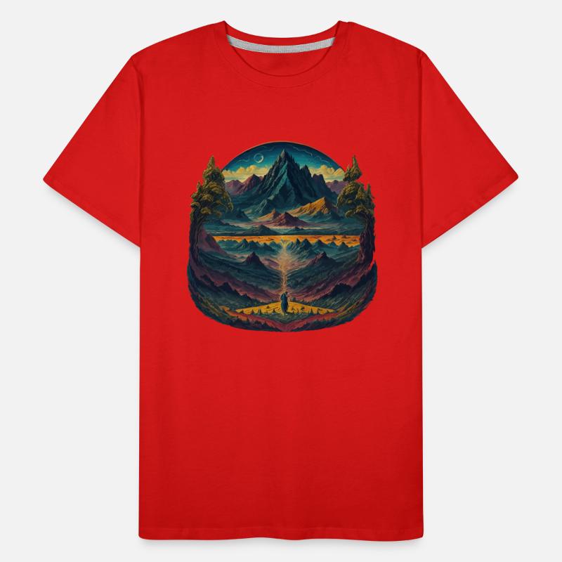 Psychedelic illustration of mountains landscape