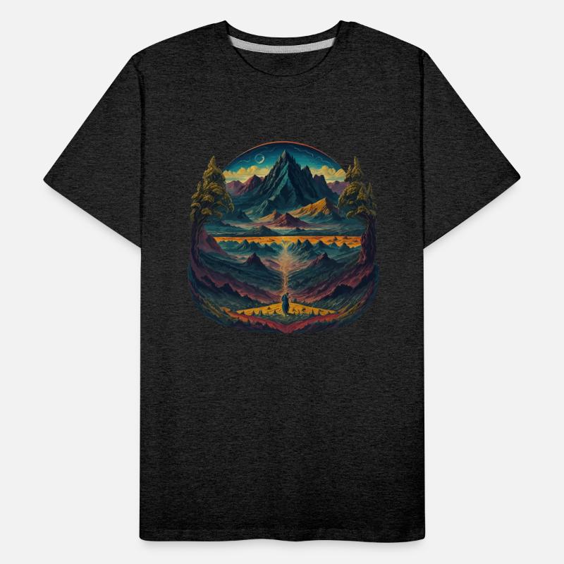 Psychedelic illustration of mountains landscape