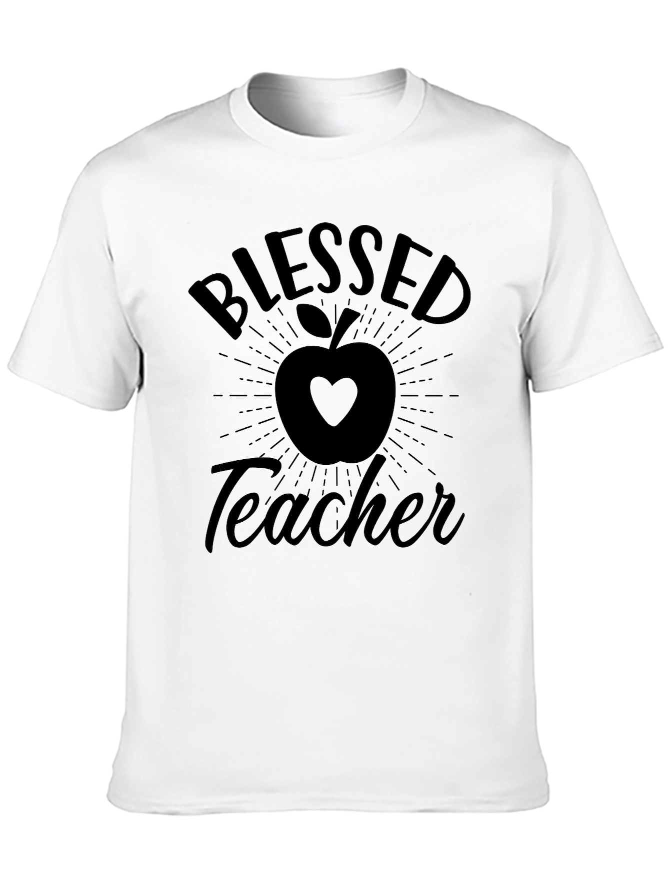 Blessed Teacher T-Shirt - Apple Heart Design