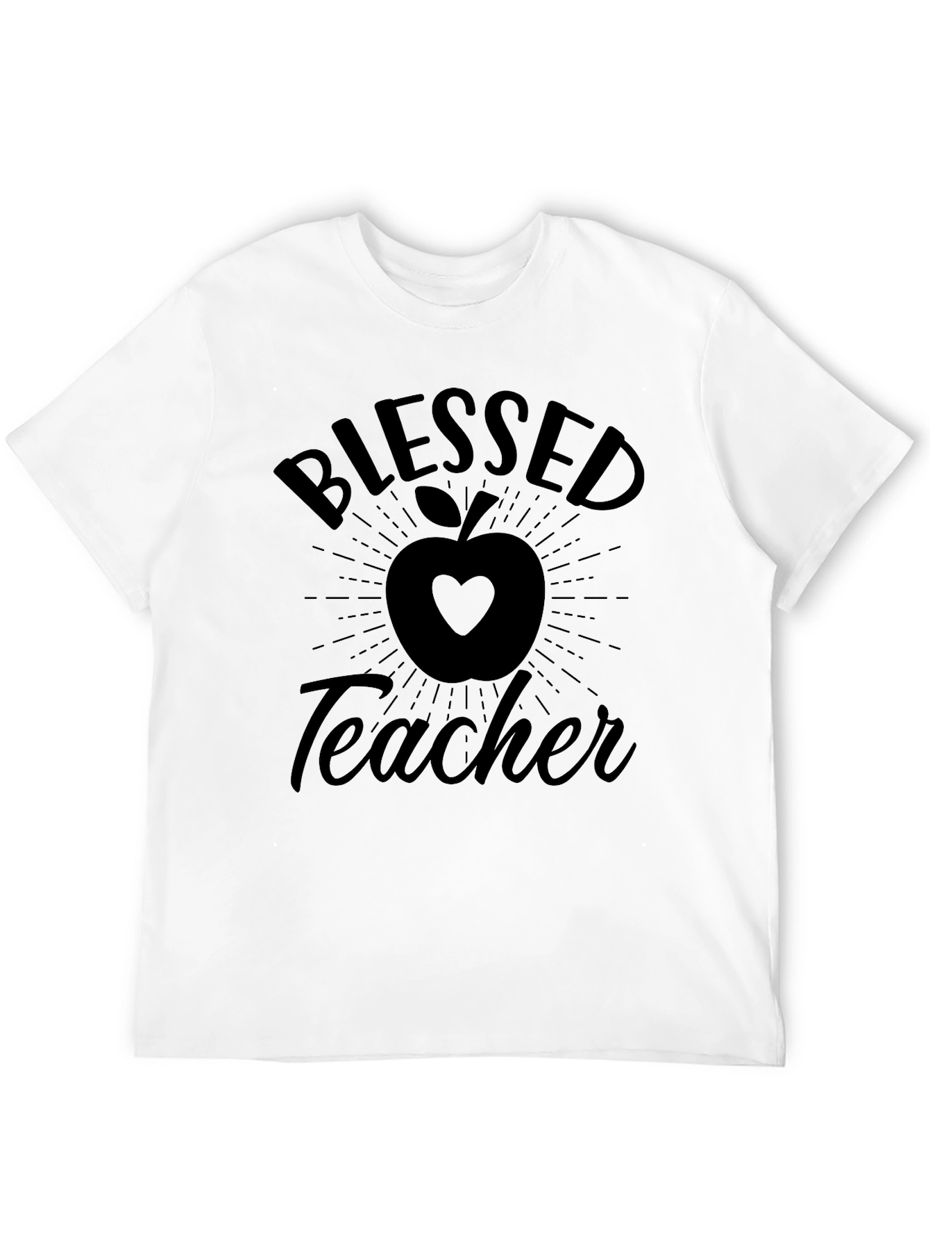 Blessed Teacher T-Shirt - Apple Heart Design