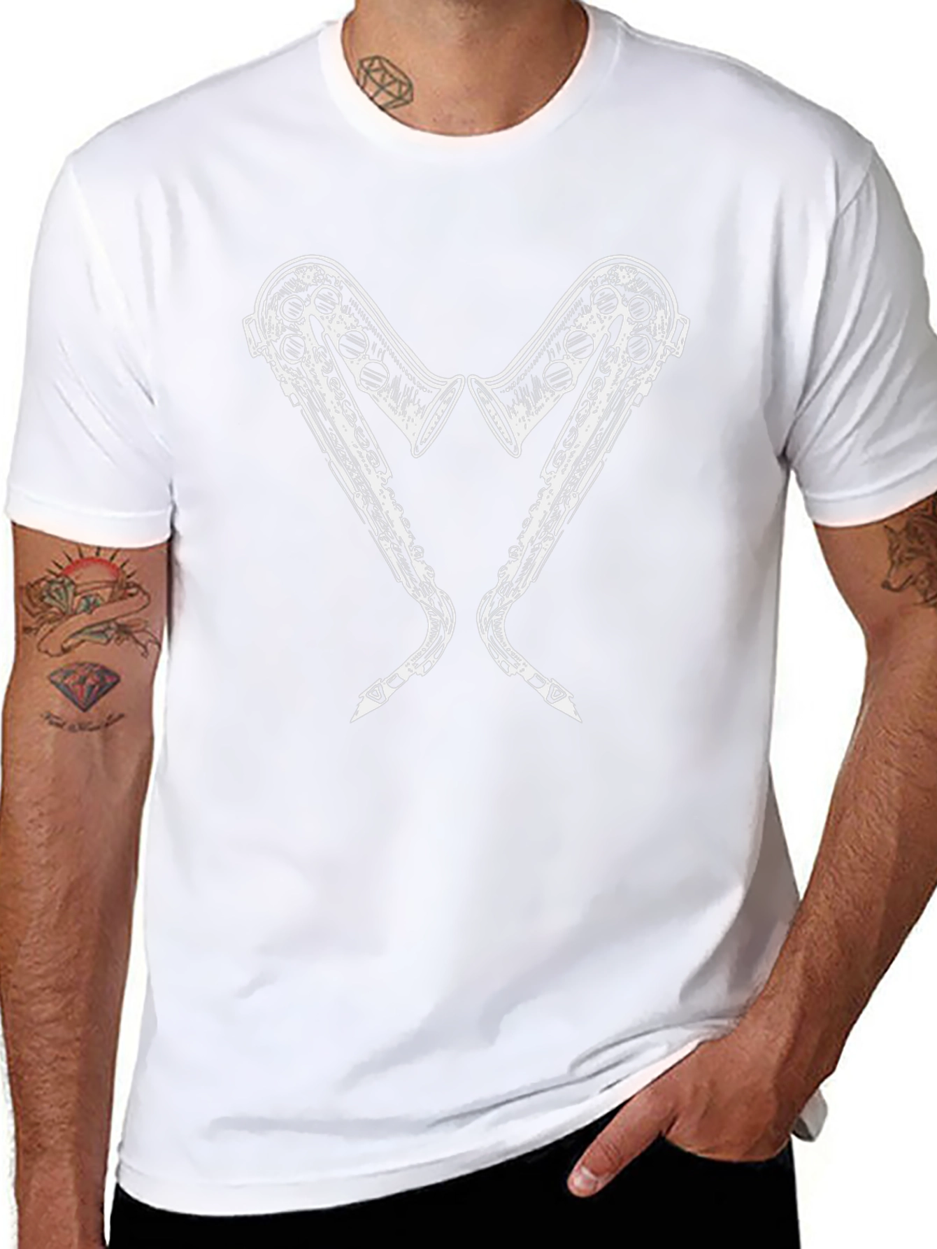 Saxophone Heart Graphic Tee - Black Cotton