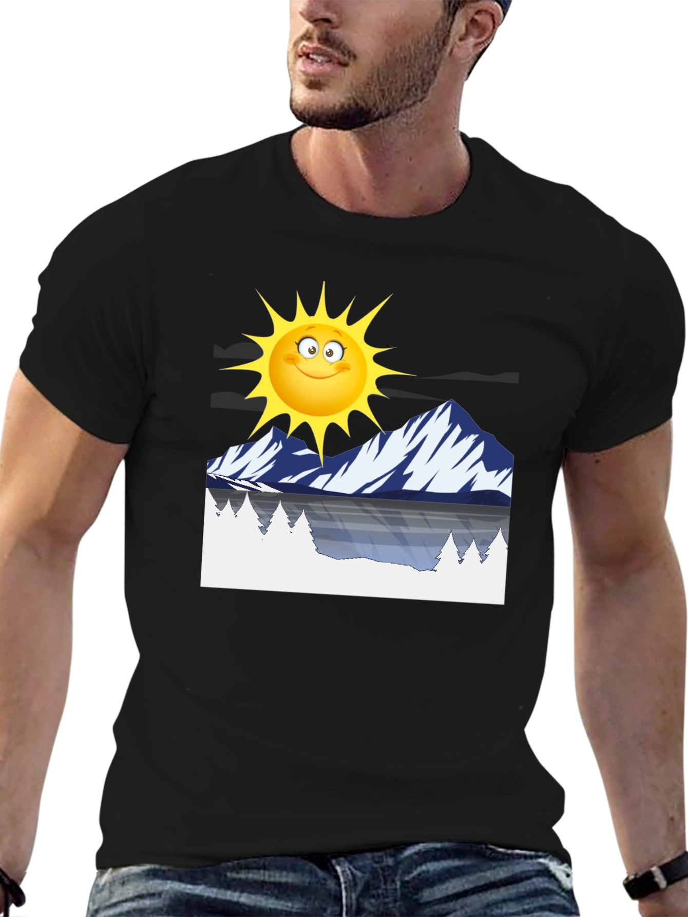 Cartoon Sun & Mountain Graphic Tee