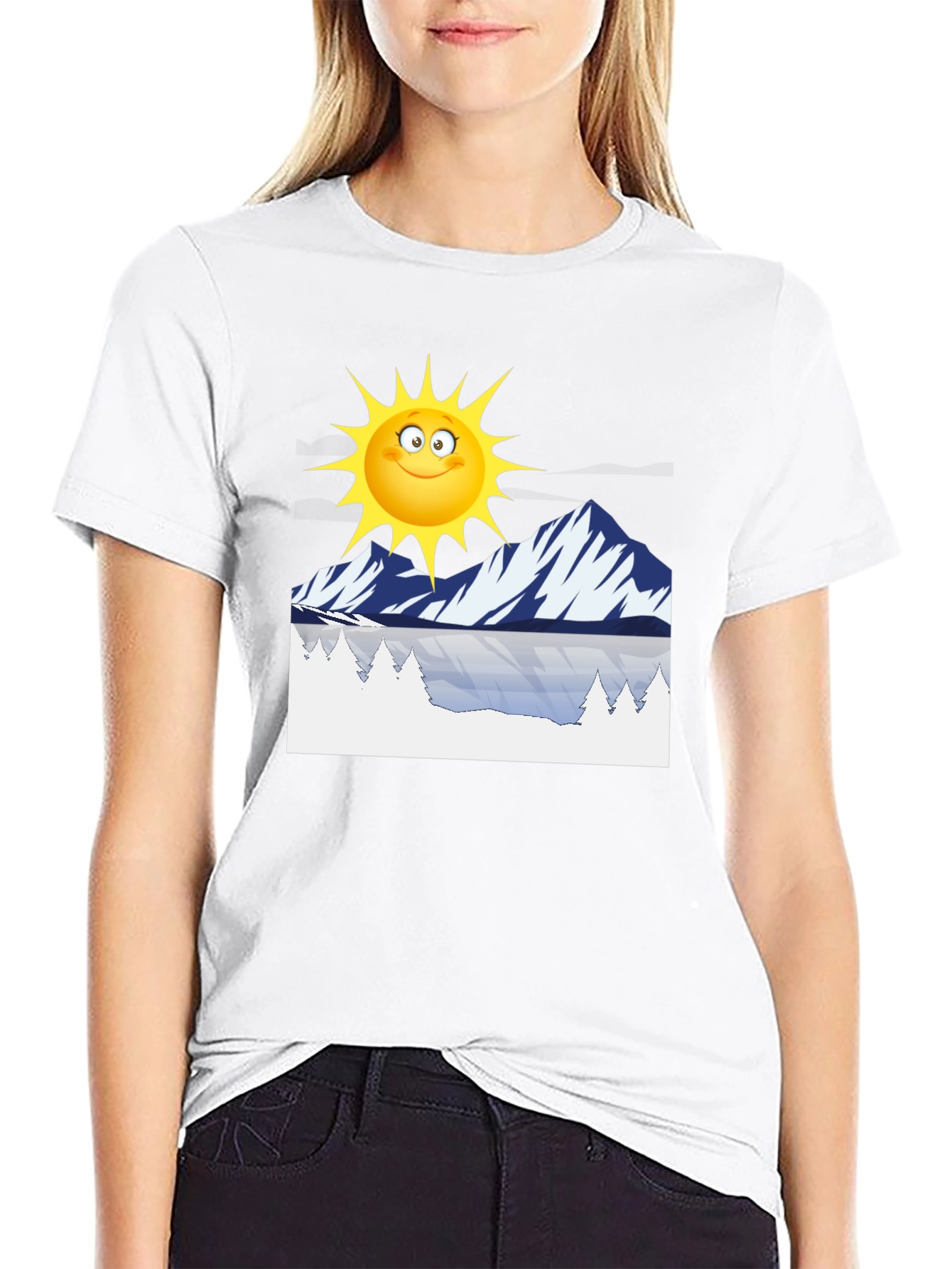 Cartoon Sun & Mountain Graphic Tee