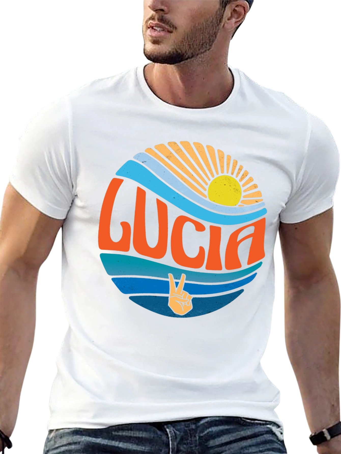 Lucia Retro Graphic Tee - Peace Love and Sunshine!