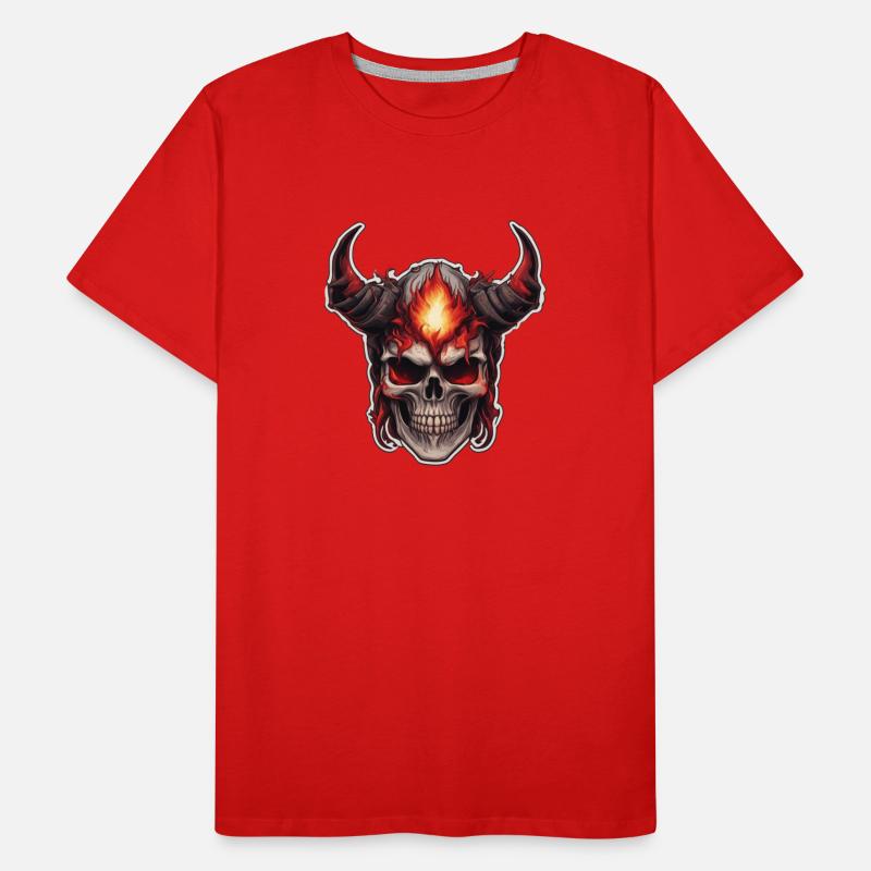 Red-Horned Skull with Fires