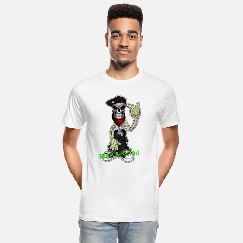 RISE AND GRIND SKELETON MAN LOGO DESIGNED BY CON