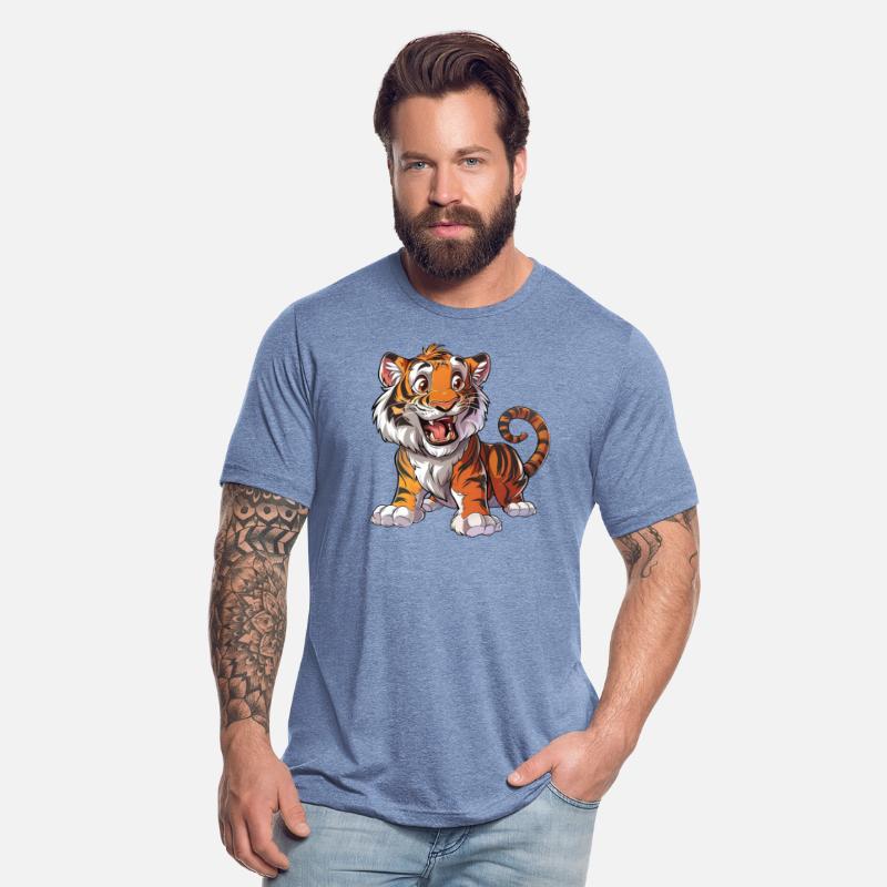 Roaring Young Tiger Cub Playful Stance