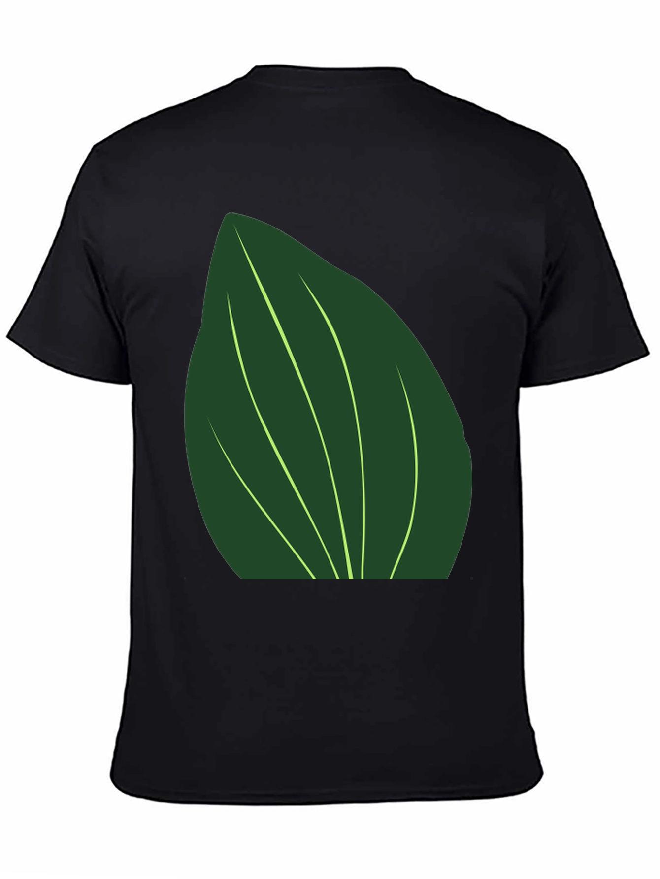 Leaf Design Black Cotton T-Shirt