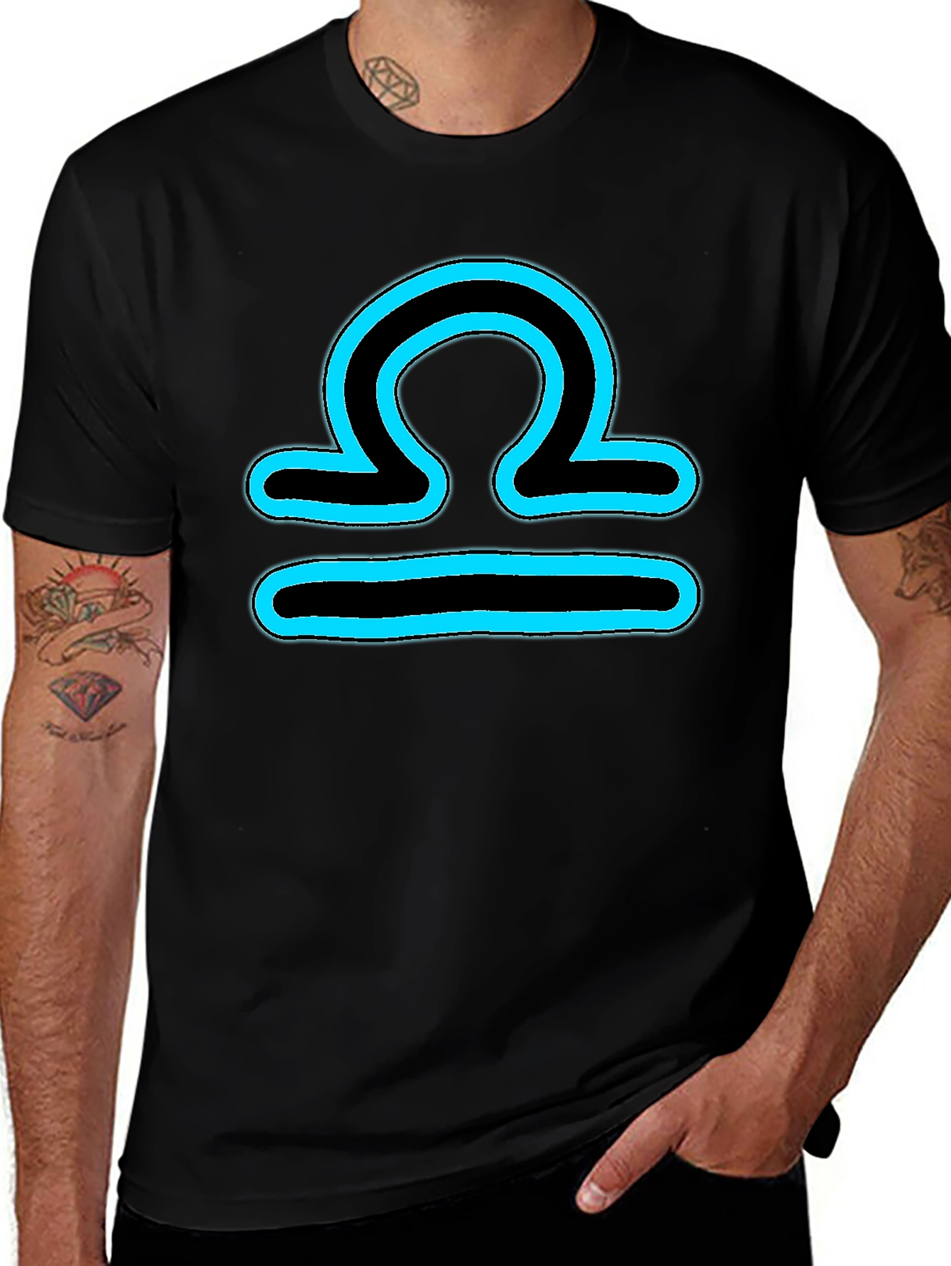 Libra Zodiac T-Shirt - Black Cotton Blend