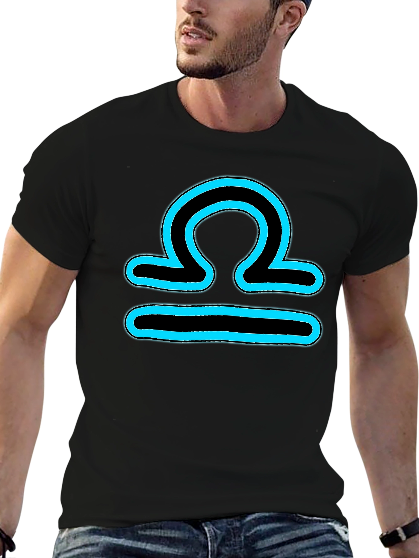 Libra Zodiac T-Shirt - Black Cotton Blend