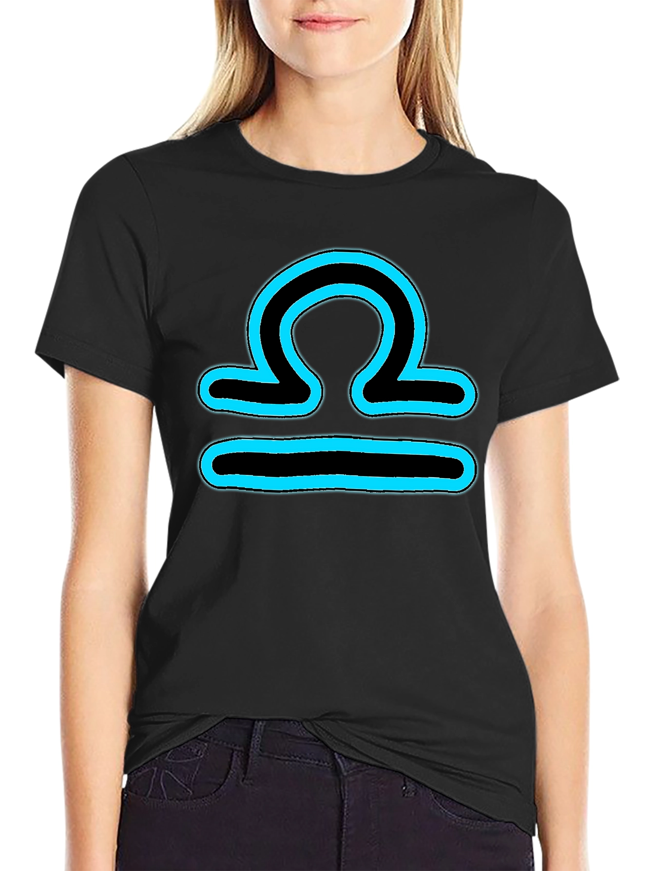 Libra Zodiac T-Shirt - Black Cotton Blend