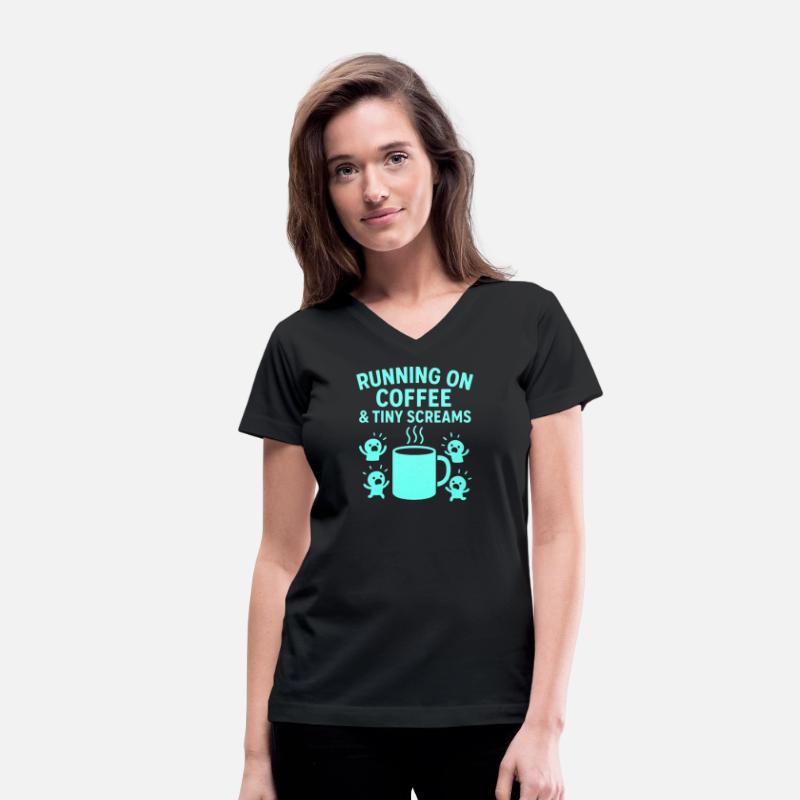 Running on Coffee Tiny Screams Busy Mom Gift Shirt