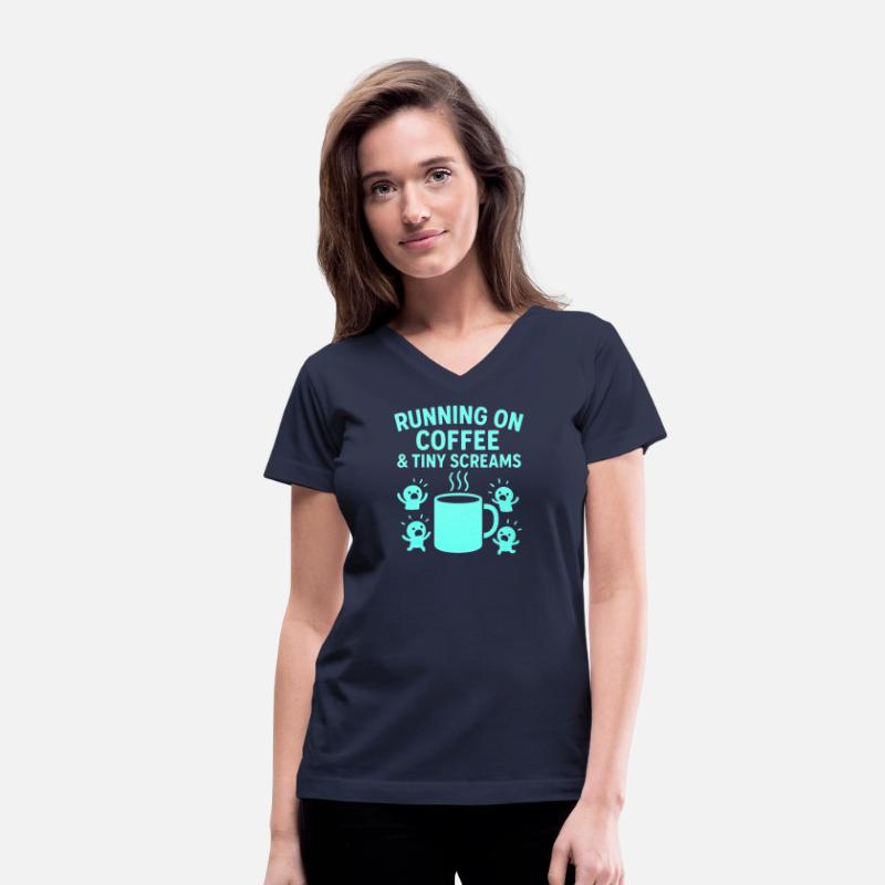 Running on Coffee Tiny Screams Busy Mom Gift Shirt