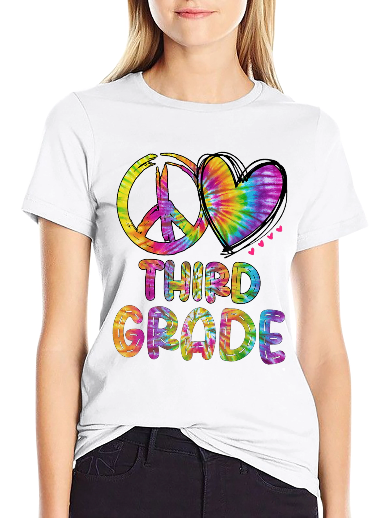 Third Grade Peace & Love Tie-Dye T-Shirt