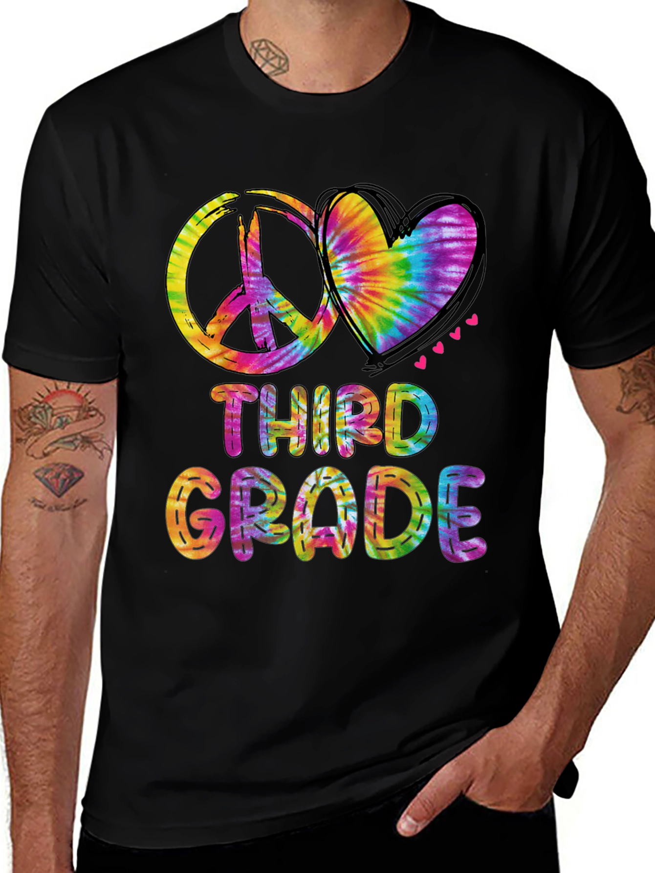 Third Grade Peace & Love Tie-Dye T-Shirt