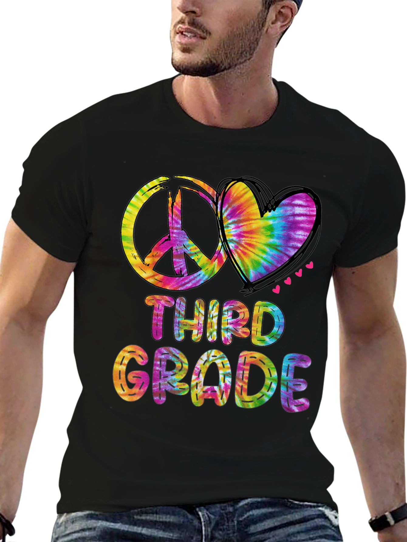 Third Grade Peace & Love Tie-Dye T-Shirt
