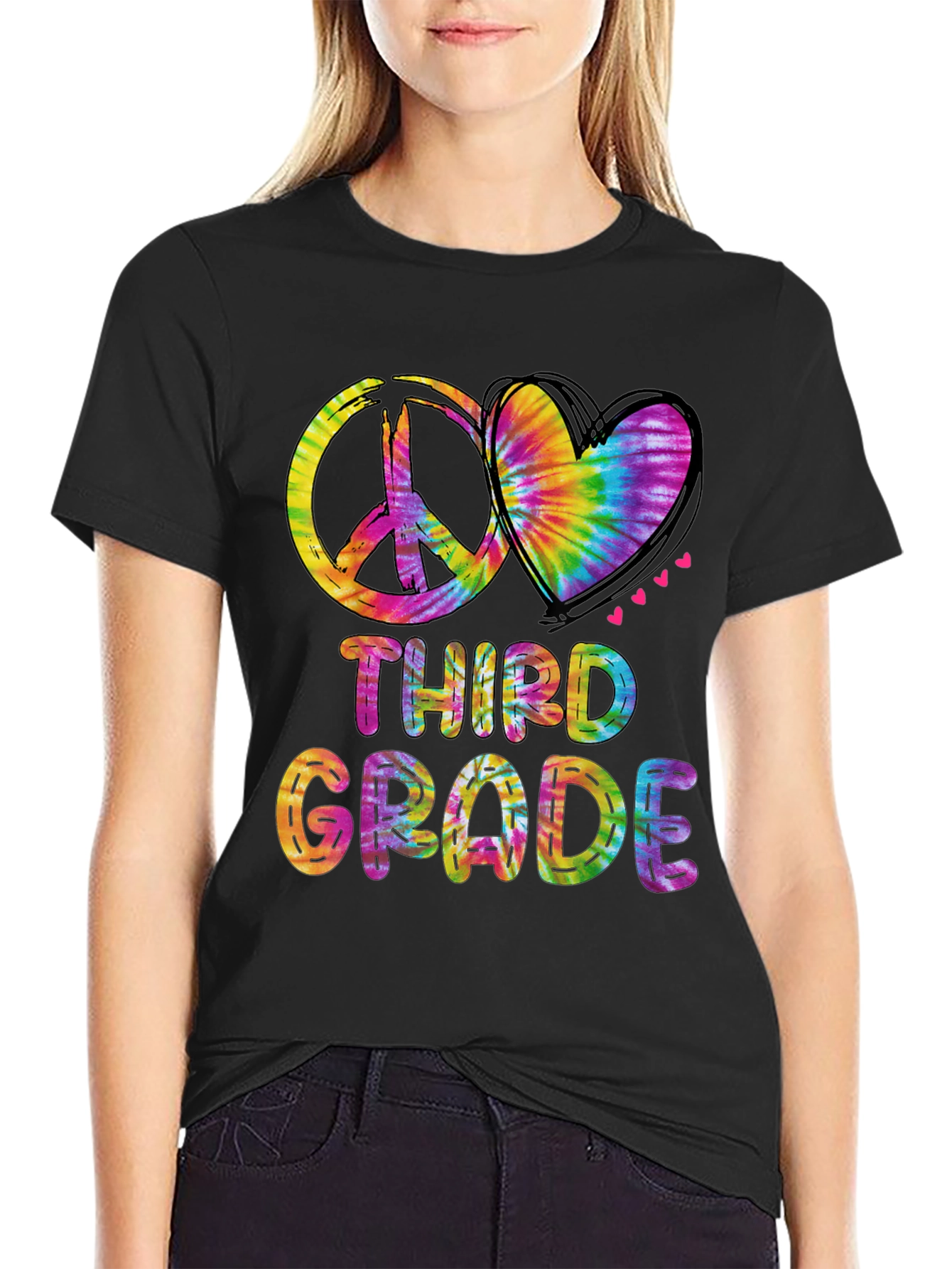 Third Grade Peace & Love Tie-Dye T-Shirt