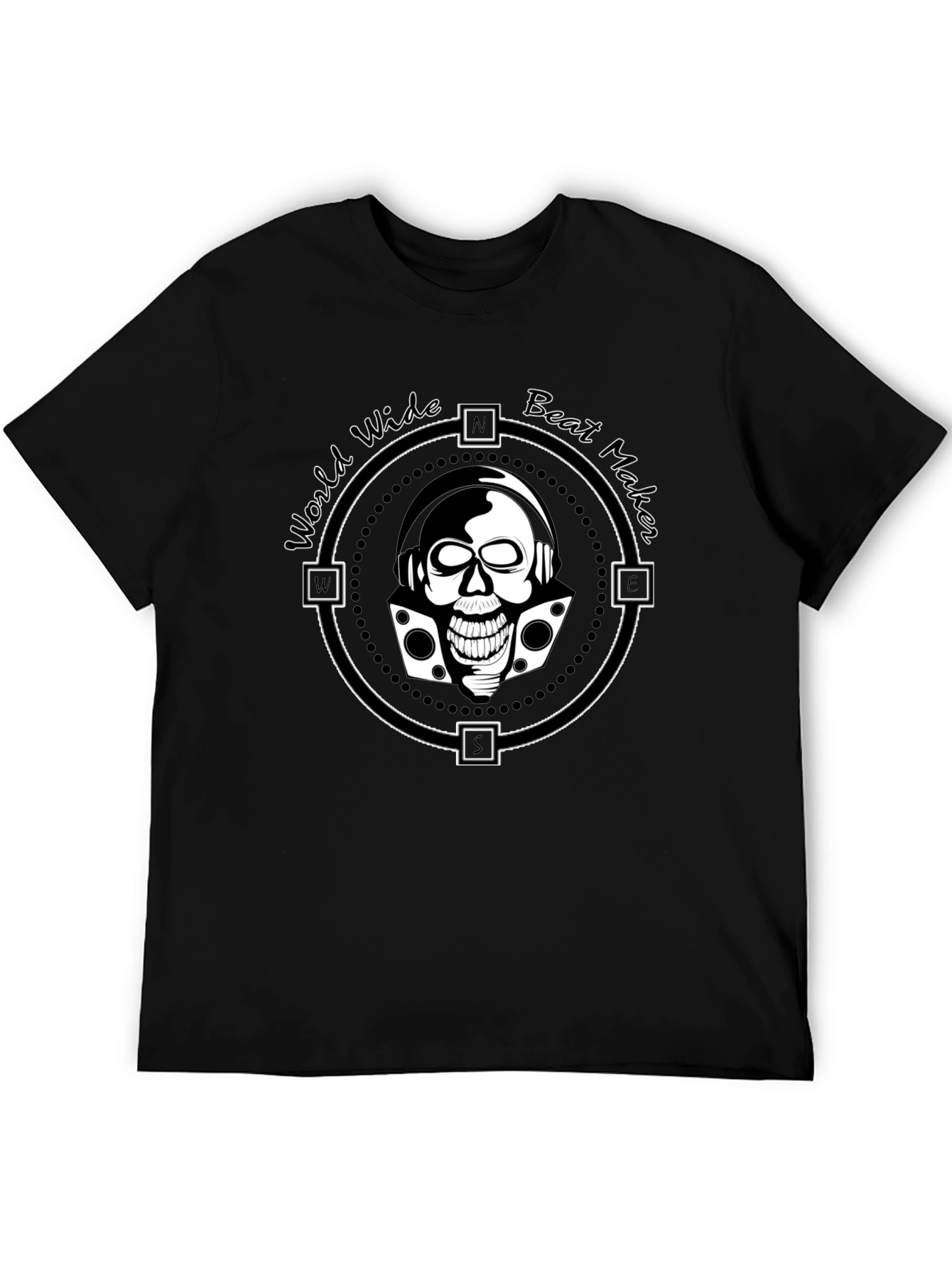 World Wide Beat Maker Skull Graphic Black T-Shirt
