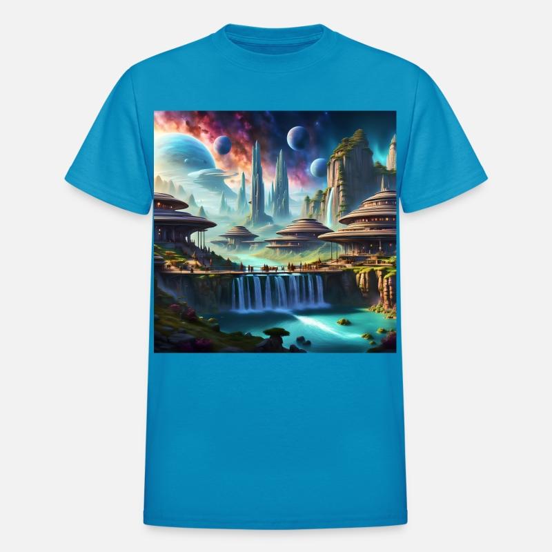 Sci-Fi World Space Alien Landscape Art UFO City