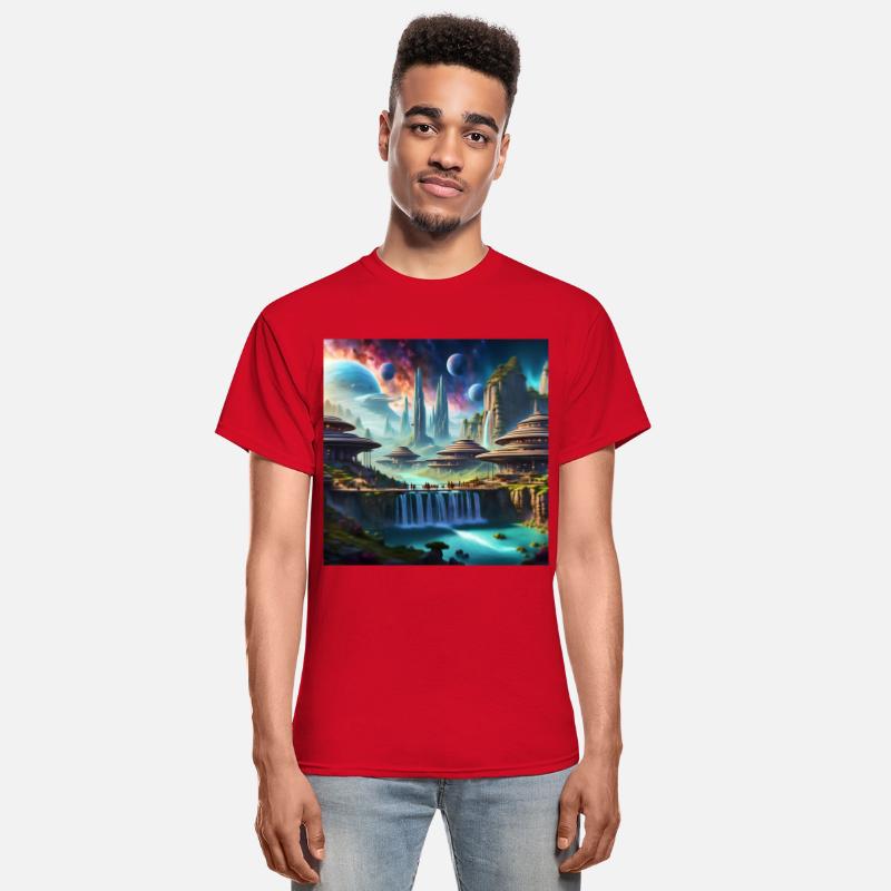 Sci-Fi World Space Alien Landscape Art UFO City