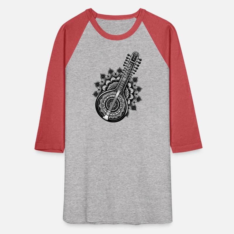 Sitar with complex Indian mandala pattern