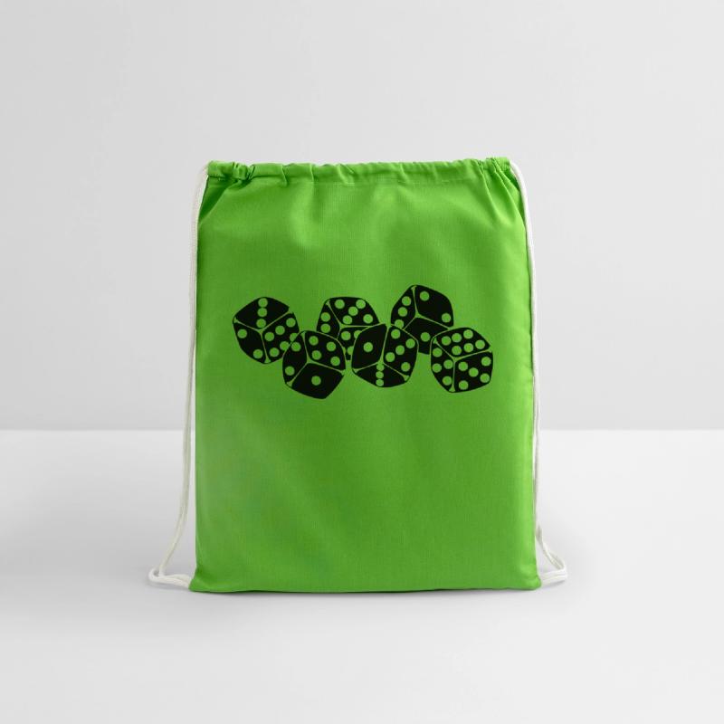 Six dice side by side