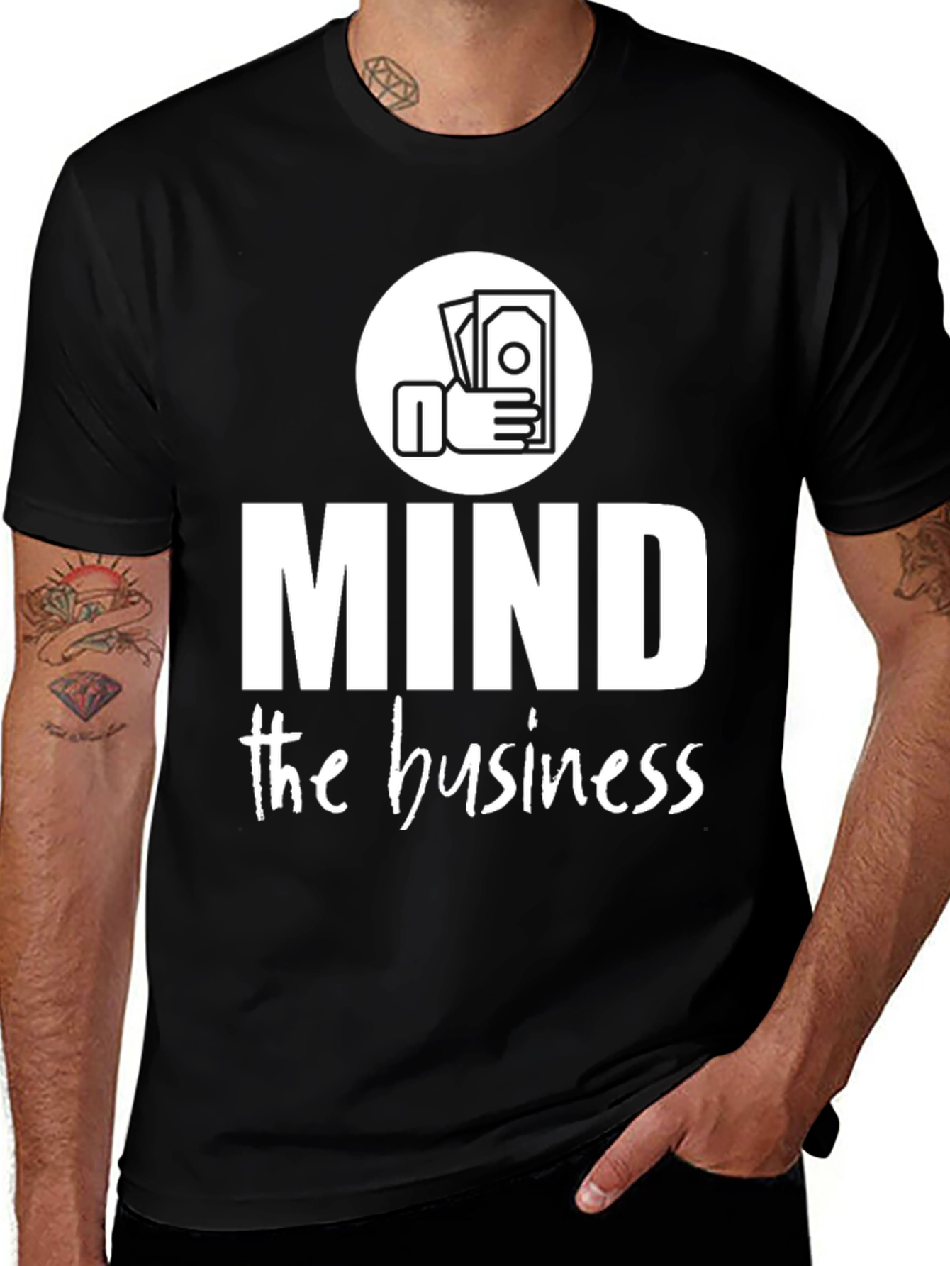 Mind the Business Graphic Tee - Black Cotton Shirt