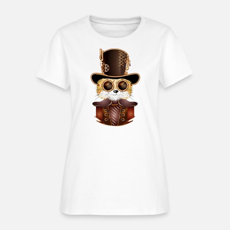 Steampunk fox with ancient cylinder hat & glasses