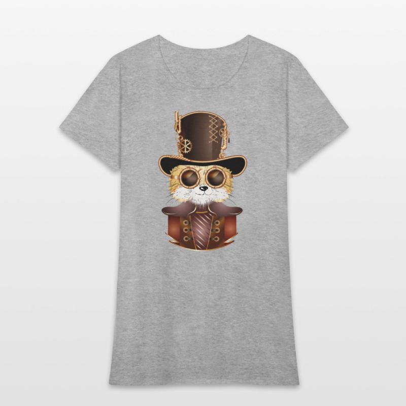 Steampunk fox with ancient cylinder hat & glasses