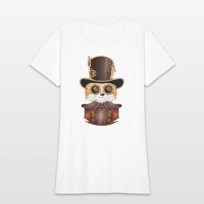 Steampunk fox with ancient cylinder hat & glasses