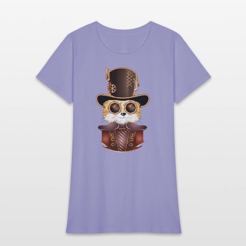 Steampunk fox with ancient cylinder hat & glasses