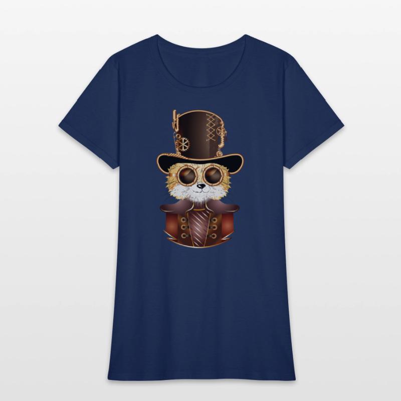 Steampunk fox with ancient cylinder hat & glasses