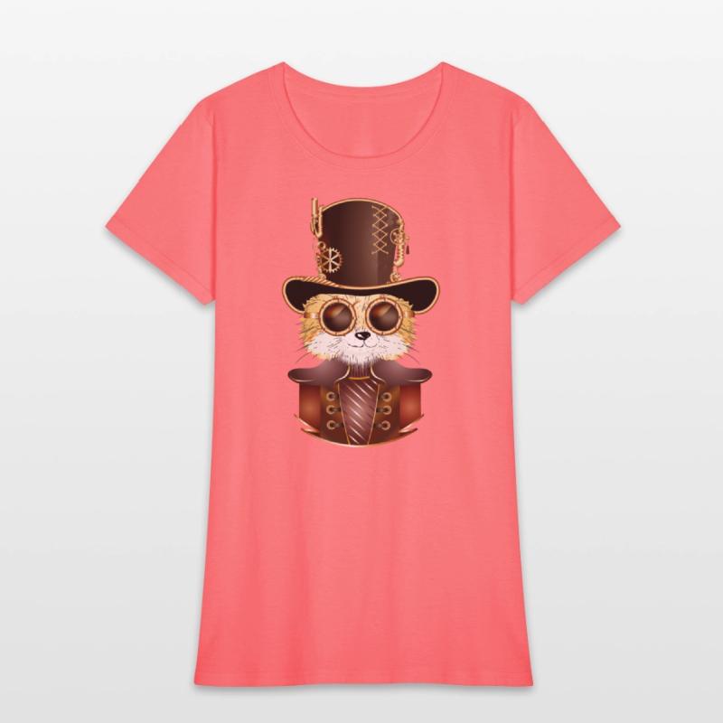 Steampunk fox with ancient cylinder hat & glasses
