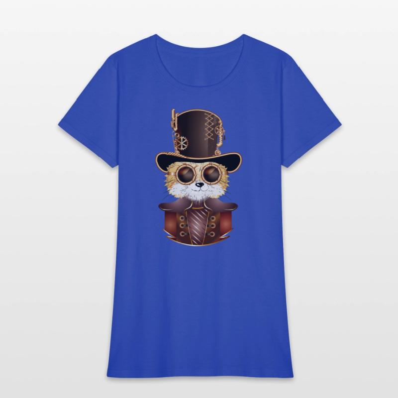 Steampunk fox with ancient cylinder hat & glasses
