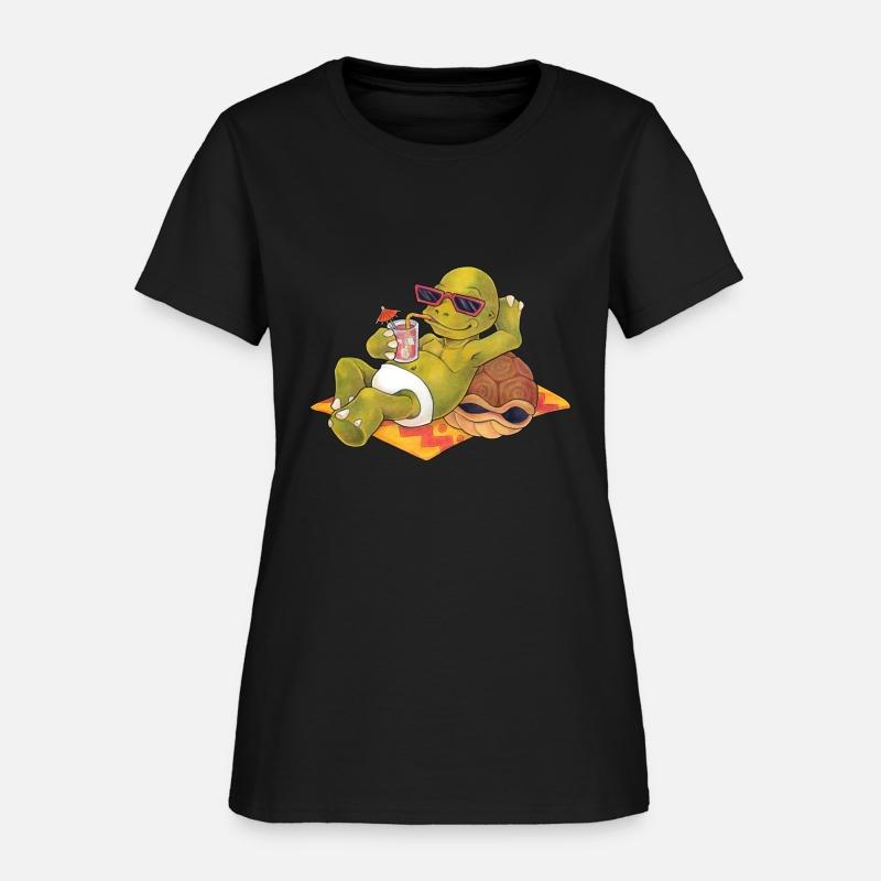 Summer turtle naked on the beach with cocktail