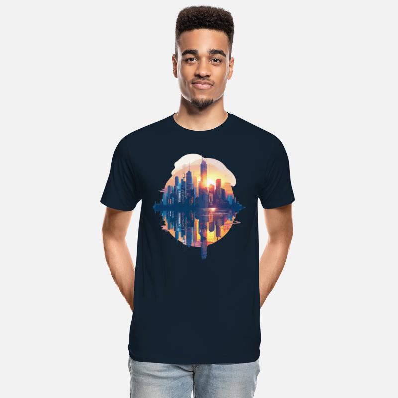 Sunset City Reflections and Clouds