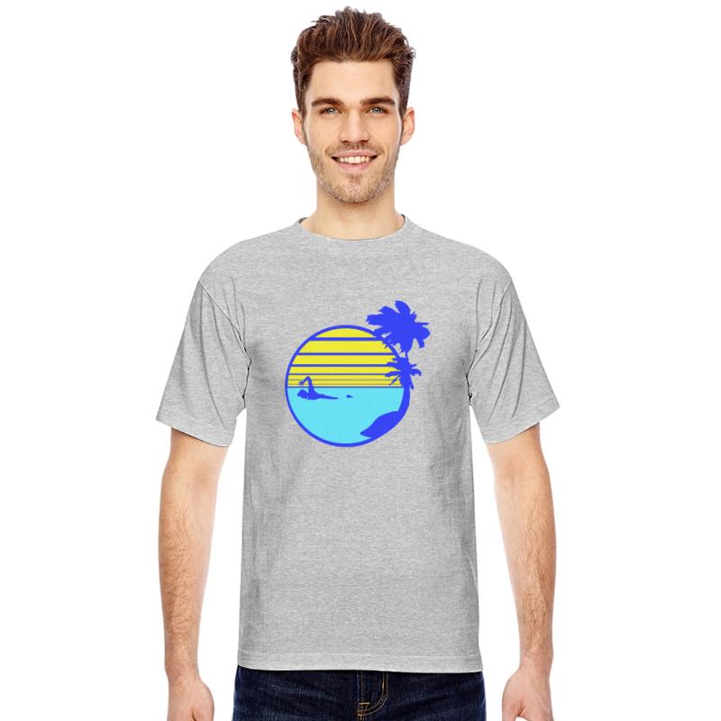 Swimming Man Palm Trees Beach Stripes Sea Trip Fun