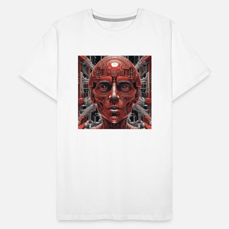 Techno red robot in the future