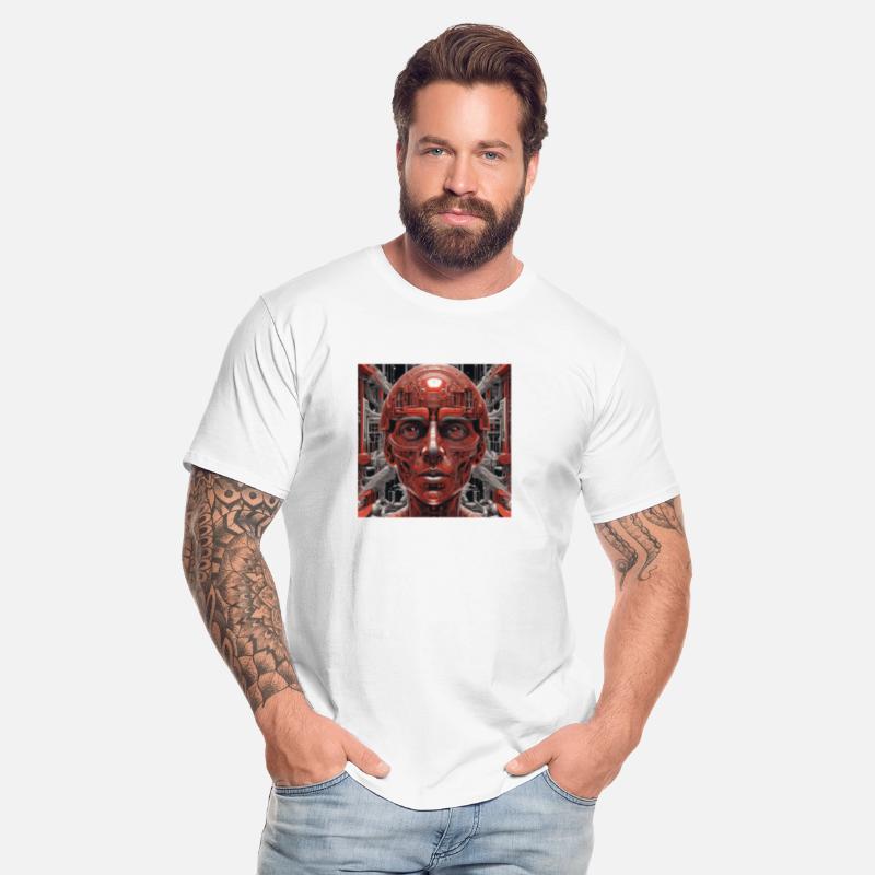 Techno red robot in the future