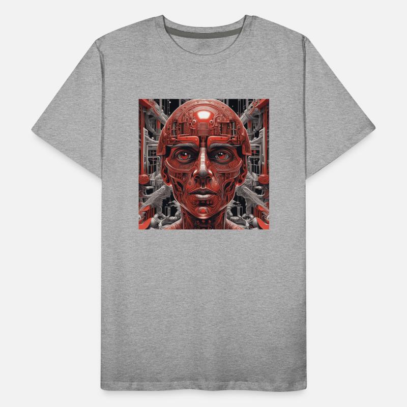 Techno red robot in the future